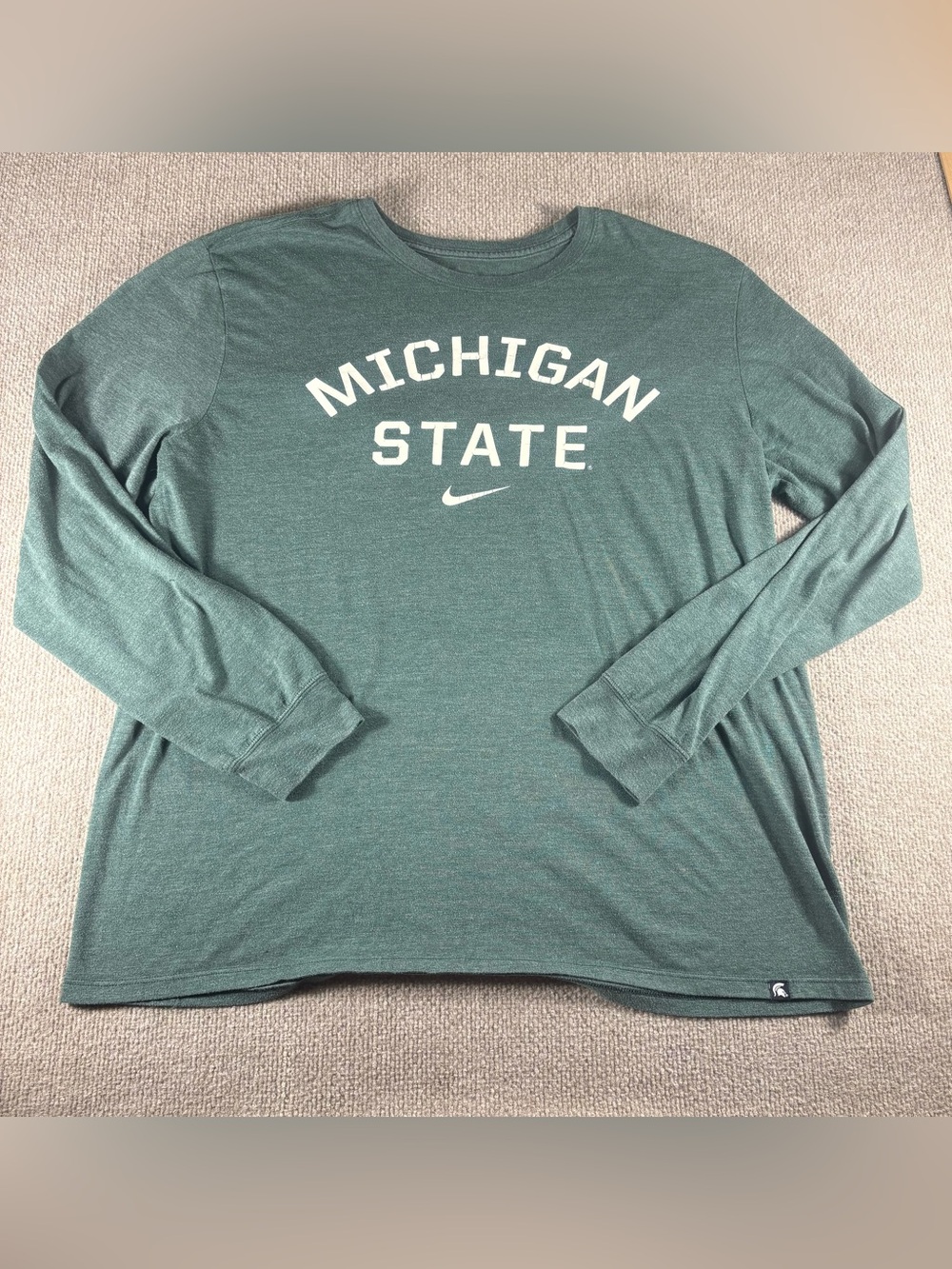 The Nike Tee Michigan State Heather Green Long-Sleeve Athletic Cut Tri-Blend XL